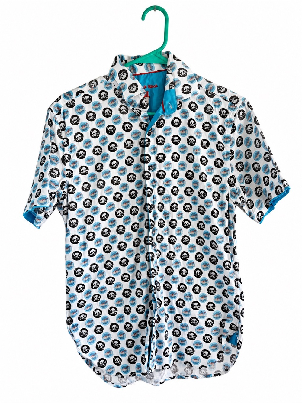 Visconti Black Men's Short-Sleeve Printed Polo Shirt in White & Blue